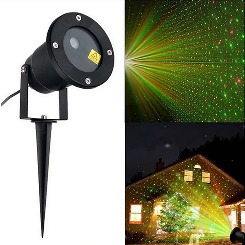 Full sky green stars shooting decoration christmas garden stakes laser light -Metal crust