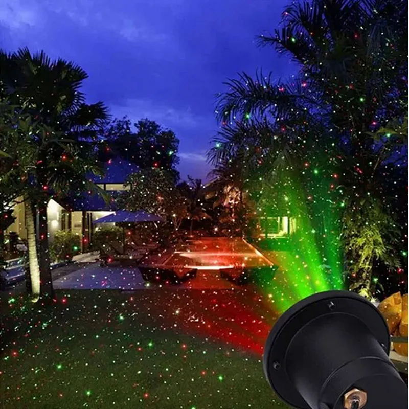 Full sky green stars shooting decoration christmas garden stakes laser light -Metal crust
