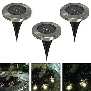 Solar Powered Ground Lights, 3 LED Solar Path Lights Outdoor Waterproof Garden Lighting