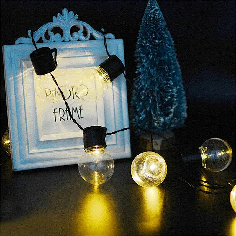 20LED Solar bulb string lights with  clear bulb