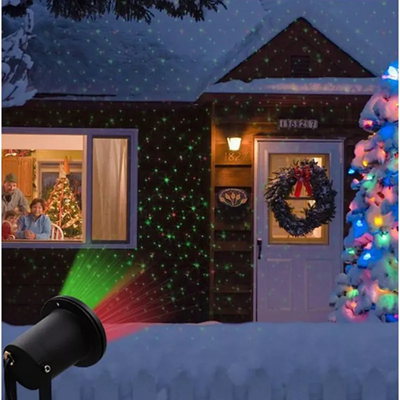 Full sky green stars shooting decoration christmas garden stakes laser light -Metal crust