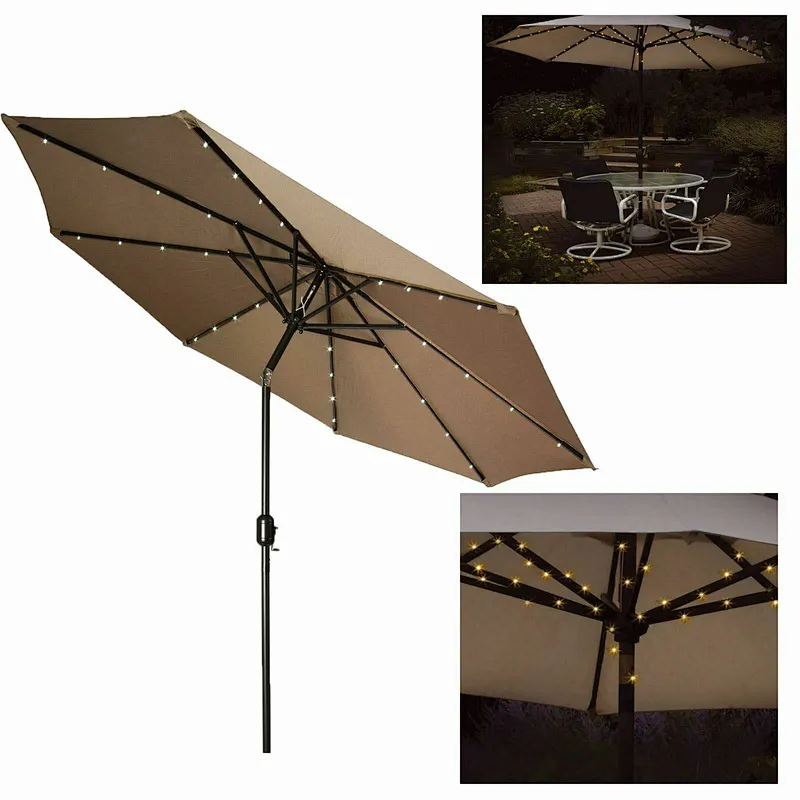 New 72 led solar garden parasol umbrella chain light 8 strut fairy string lights