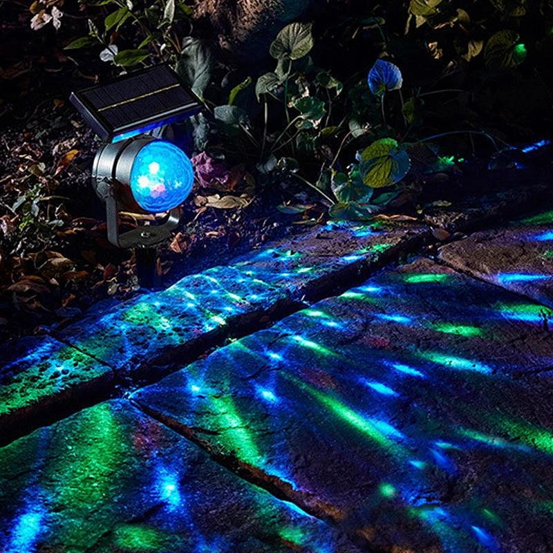 Solar Powered Ground Light Rotary Color Projector Light Outdoor
