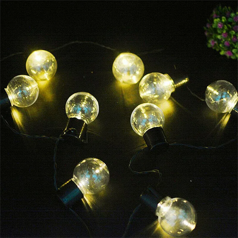 20LED Solar bulb string lights with  clear bulb