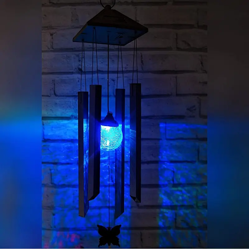 Hot sell solar garden lights with glass ball  wind chime