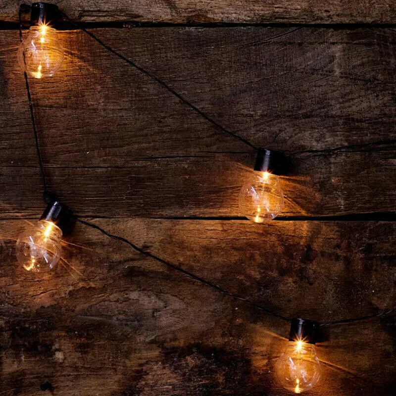 20LED Solar bulb string lights with  clear bulb