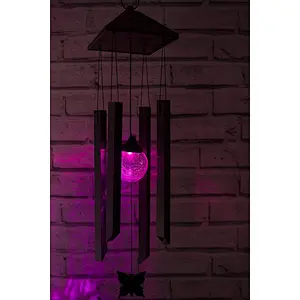 Hot sell solar garden lights with glass ball  wind chime