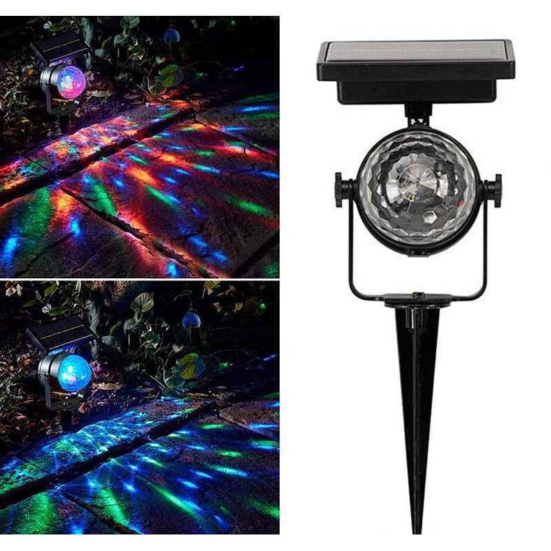 Solar Powered Ground Light Rotary Color Projector Light Outdoor
