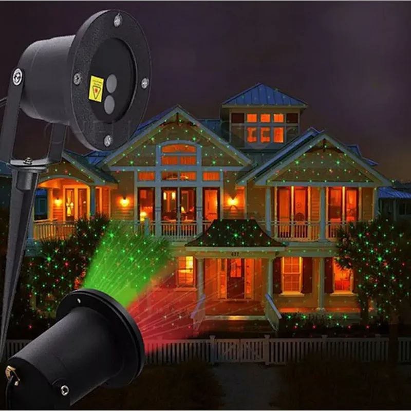 Full sky green stars shooting decoration christmas garden stakes laser light -Metal crust