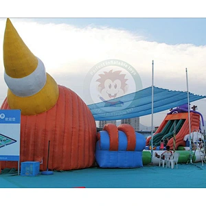 Blue And Green Commercial Huge Inflatable Water Slides With Pool For Sale