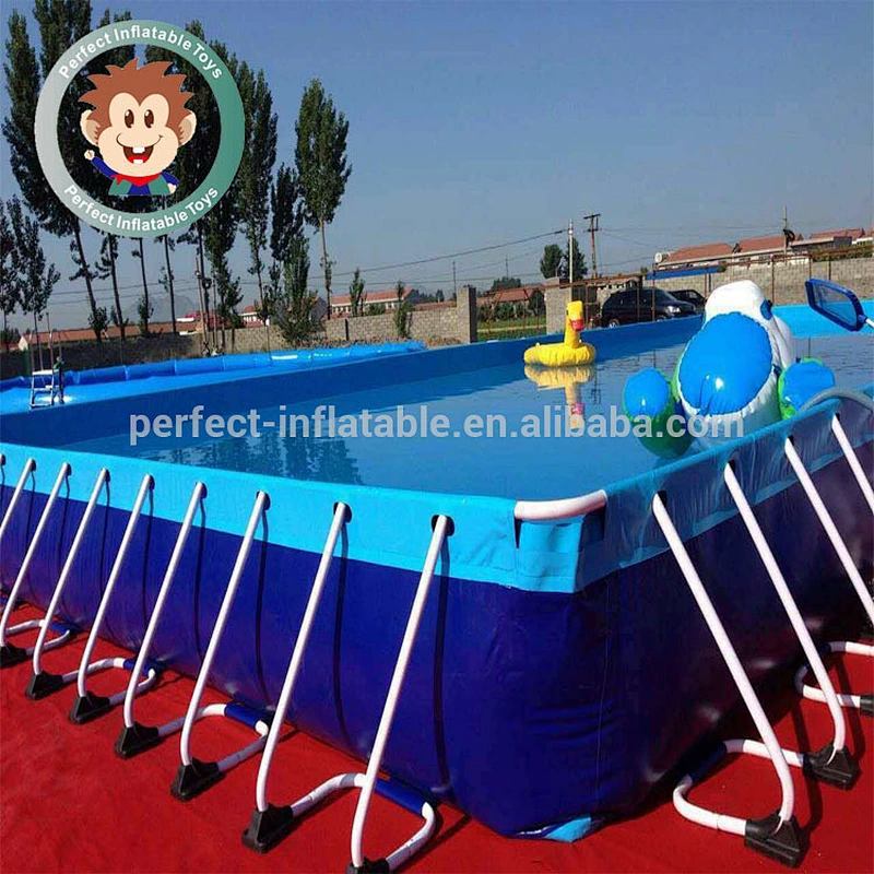 Hot Sale PVC Inflatable Water Park Game Equipment Rectangle Metal Frame Outdoor Swimming Pool