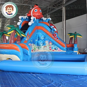 Hot Summer Business Huge Inflatable Water Slide With Swimming Pool