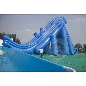 Top Selling Blue Medium Inflatable Playground Slides With Pools for Sale