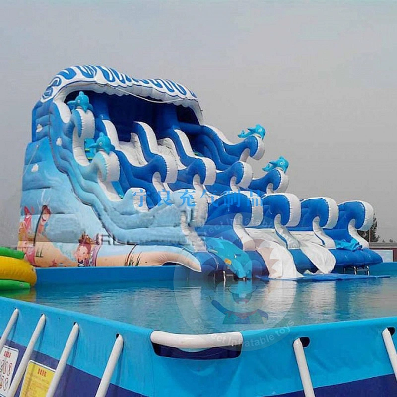Customized Water Amusement Park Equipment Inflatable Slides For Sale