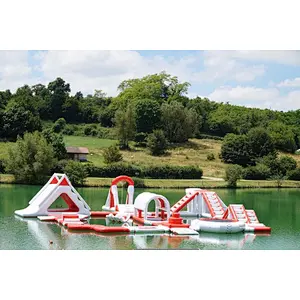 Small aqua park floating equipment trampoline games inflatable water park