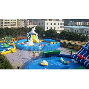 20M * 18M Medium Water Park Equipment Inflatable Water Slide With Pool