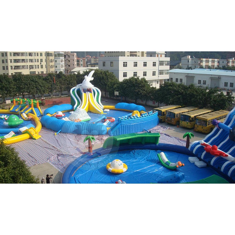 20M * 18M Medium Water Park Equipment Inflatable Water Slide With Pool