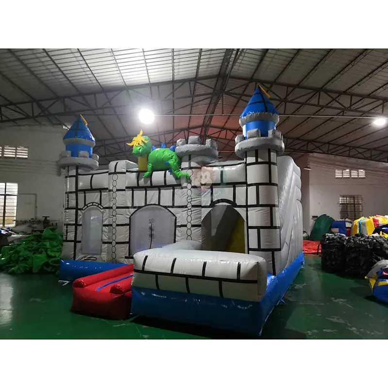 kids commercial Inflatable dinosaur bounce house with inflatable slide for sale