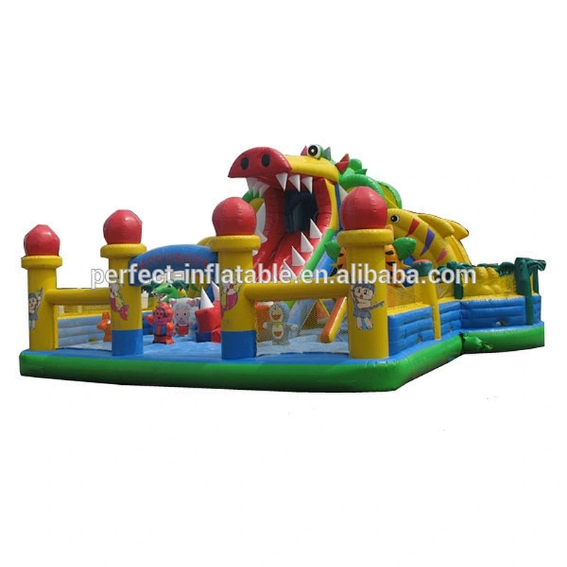 shark theme amusement park outdoor inflatable castle for kids inflatable stair slide toys