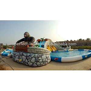 Hot Cartoon water park for kids, Inflatable water slide with pools
