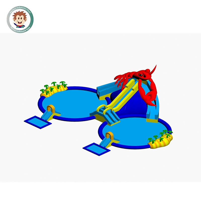 Adult commercial inflatable lobster water park slide with pool for sale