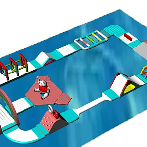 Professional manufacture aquapark equipment slide water games inflatable floating park for play