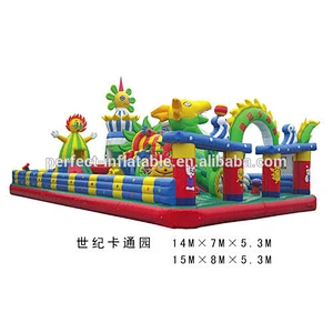 shark theme amusement park outdoor inflatable castle for kids inflatable stair slide toys