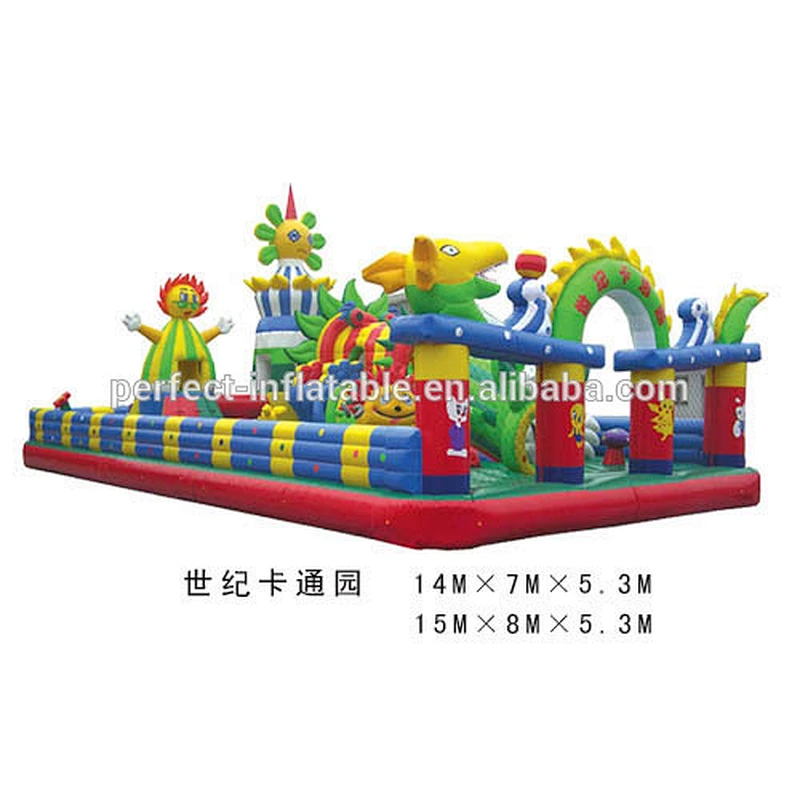 shark theme amusement park outdoor inflatable castle for kids inflatable stair slide toys