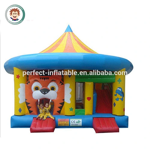 Cartoon bouncer house inflatable round bounce bed castle slide