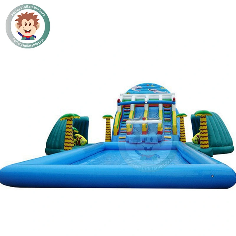 Hot Sale Durable Large Inflatable Swimming Pool Slides With Climbing Wall