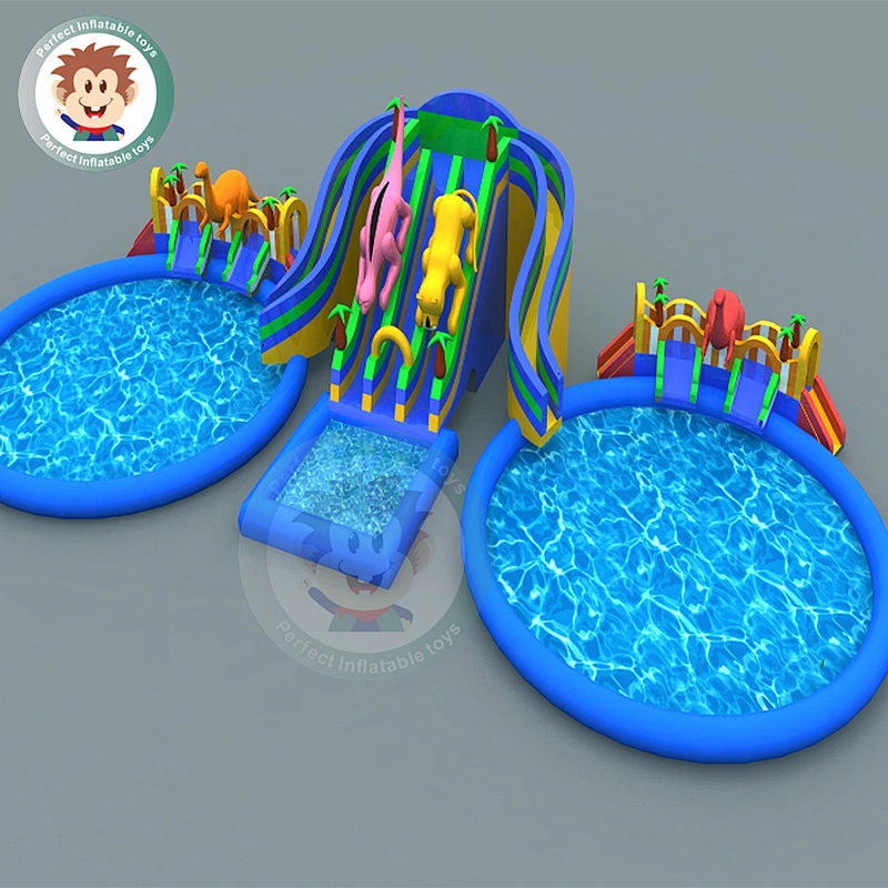 Outdoor Commercial Perfect Giant Inflatable Pool Slide For Adults