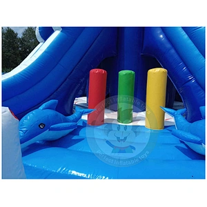 Customized Perfect Plastic Inflatable Pool Slides With Climbing Wall