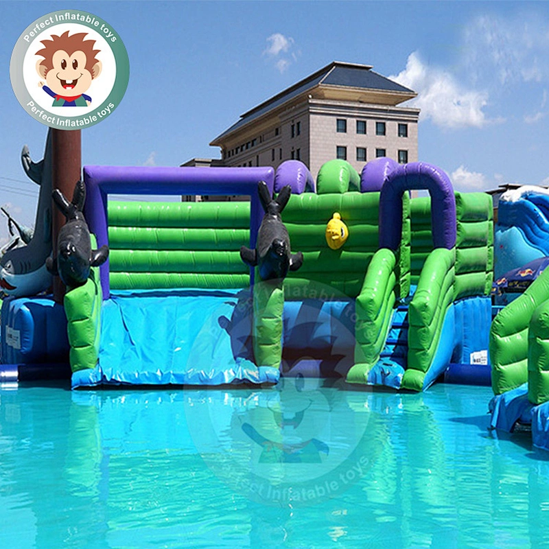 2019 Passionate Summer Green Plastic Inflatable Water Slide For Pool
