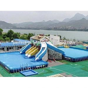 Popular and high quality inflatable water slide with pool for sale