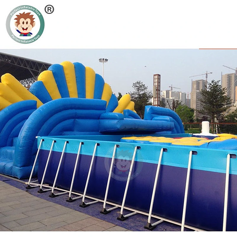 China Outdoor Kids Cheap Price Inflatable Water Pools Park Commercial Large Rectangular PVC Adult Metal Frame Swimming Pool