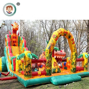 Custom Commercial Colorful  Inflatable Castle Amusement Park Inflatable Fun City For Kids