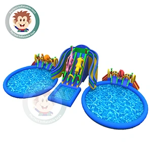 Customized Kids Safety Inflatable Swimming Pool Slide With Climbing Wall