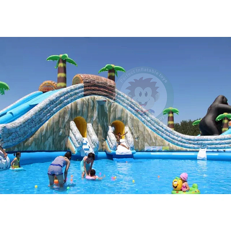 Hot Sale PVC Large Flexible Inflatable Water Slide With Swimming Pool