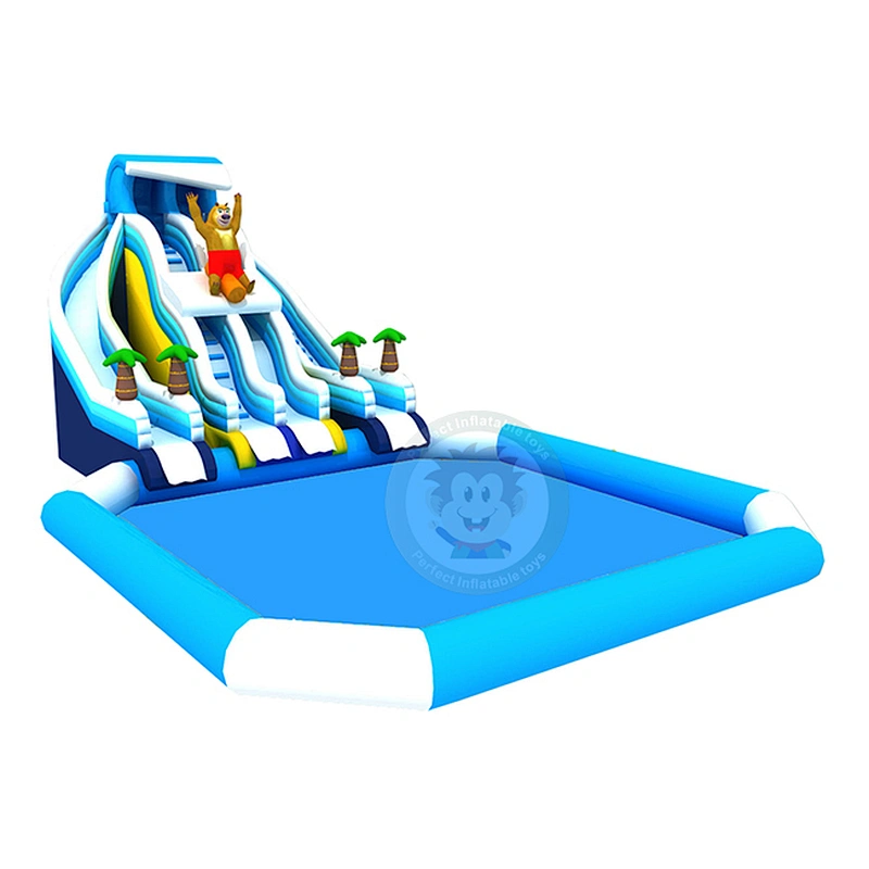 Hot Sale Durable Large Inflatable Swimming Pool Slides With Climbing Wall