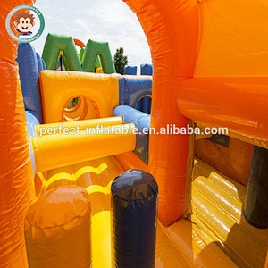 China 27m Long 0.55mm Pvc Cheap Giant Boot Camp Inflatable Obstacle Course for sale