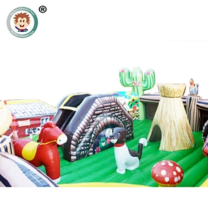 Wholesale Custom Colorful Kids 0.55mm PVC Inflatable Amusement Park Fun City For Sale