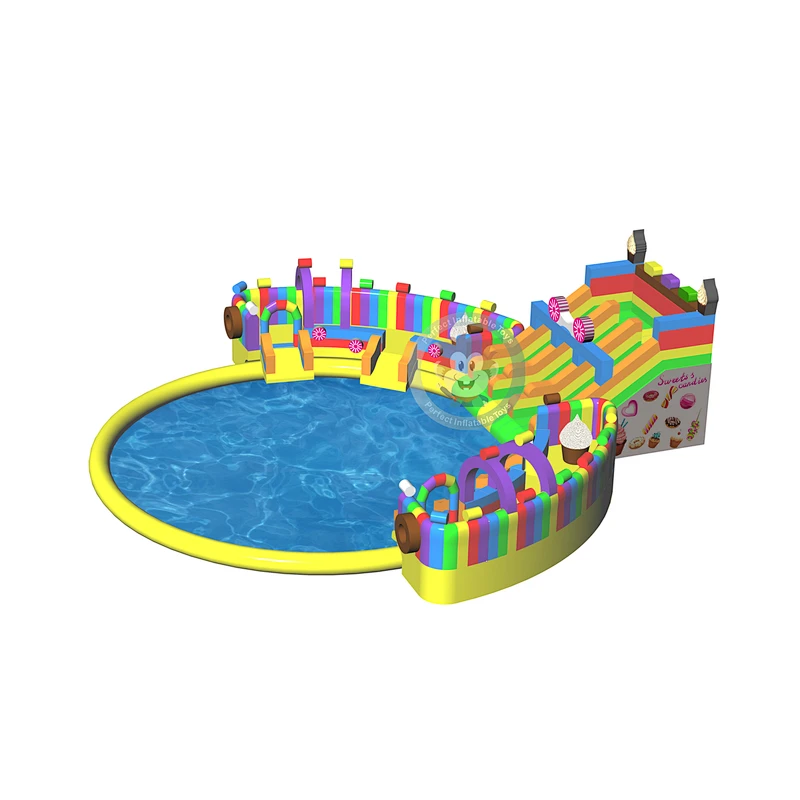Inflatable amusement park equipment inflatable water slide with pool