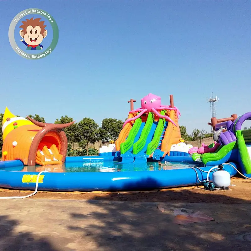 Commercial large inflatable water park slide with pool amusement inflatable water equipment for kids and adults