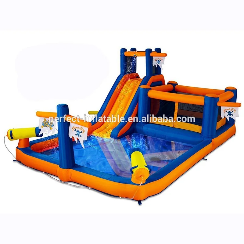 Lovely shark theme inflatable pool for child inflatable swimming pool with slide for sale