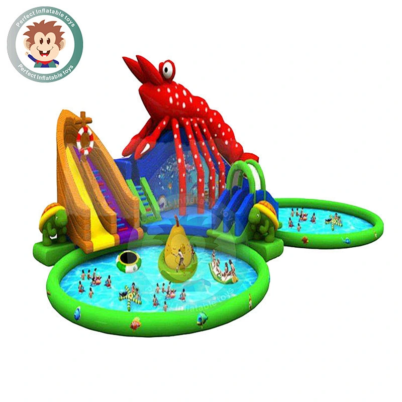Customized Latest Design Summer Inflatable Water Slide With Swimming Pool