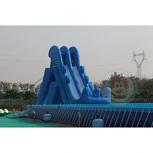 Top Selling Blue Medium Inflatable Playground Slides With Pools for Sale