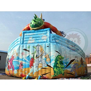 Cheap And Practical Commercial Inflatable Water Slides With Swimming Pool For Sale