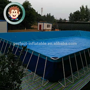 Hot Sale PVC Inflatable Water Park Game Equipment Rectangle Metal Frame Outdoor Swimming Pool