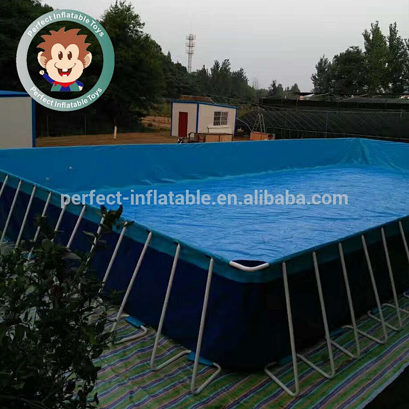 Hot Sale PVC Inflatable Water Park Game Equipment Rectangle Metal Frame Outdoor Swimming Pool