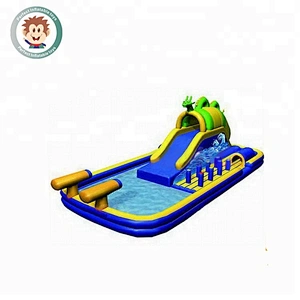 Cannon slide inflatable water slide with pool for fun